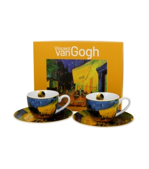 2 filiżanki espresso ze spodkami TERRACE AT NIGHT inspired by Van Gogh