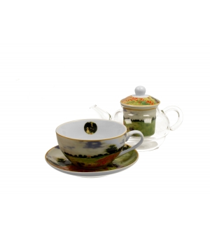 Tea for One szklany / Filiżanka z dzbankiem szklanym POPPY FIELD  C.Monet