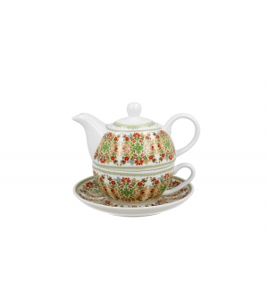 Tea for One porcelanowy / Filiżanka z dzbankiem i spodkiem wzór WĘGIERSKI