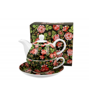 Tea for One porcelanowy / Filiżanka z dzbankiem i spodkiem wzór KRAKOWSKI