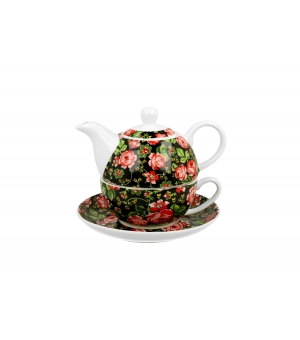 Tea for One porcelanowy / Filiżanka z dzbankiem i spodkiem wzór KRAKOWSKI