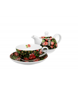 Tea for One porcelanowy / Filiżanka z dzbankiem i spodkiem wzór KRAKOWSKI