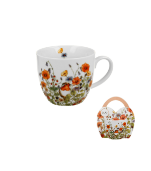 Kubek 460 ml w "koszyczku" WILD BIRD (sprzedaż w zestawach po 4 szt.)