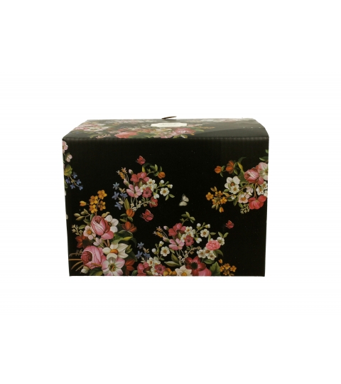 Dzbanek szklany 1000 ml z zaparzaczem VINTAGE FLOWERS BLACK