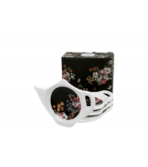 Zestaw 4 podstawek VINTAGE FLOWERS BLACK