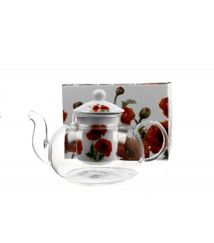 Dzbanek szklany 1000 ml z zaparzaczem CLASSIC POPPIES
