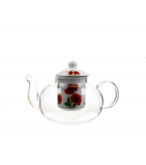 Dzbanek szklany 1000 ml z zaparzaczem CLASSIC POPPIES