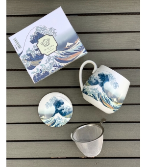 Kubek baryłka z zaparzaczem 430 ml THE GREAT WAVE by K. Hokusai