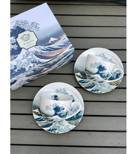 2 filiżanki ze spodkami THE GREAT WAVE inspired by Hokusai