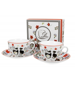 Filiżanki ze spodkami 280 ml komplet 2 szt. KOTY ETNO