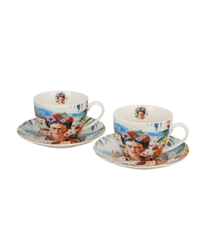 2 filiżanki ze spodkami MEXICAN ART RED