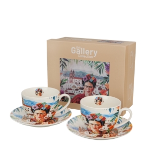 2 filiżanki ze spodkami MEXICAN ART RED