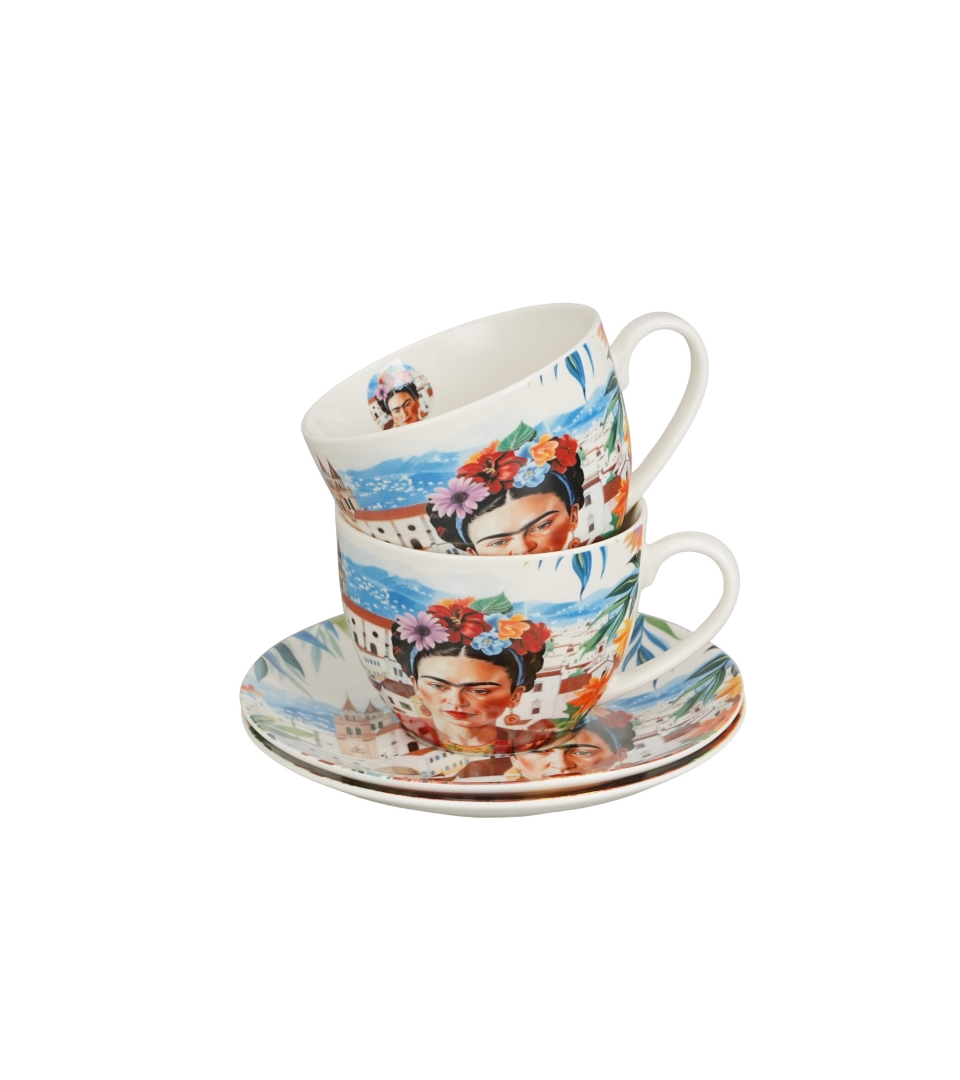 2 filiżanki ze spodkami MEXICAN ART RED