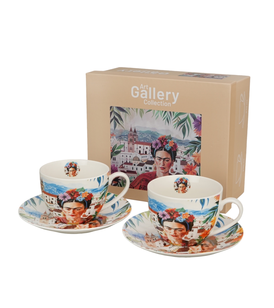 2 filiżanki ze spodkami MEXICAN ART RED