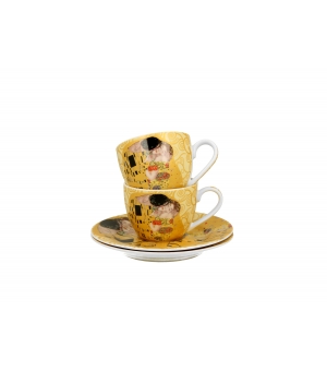 Filiżanki espresso ze spodkami 110 ml komplet 2 szt. THE KISS ECRU by Gustav Klimt