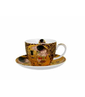 Filiżanka jumbo ze spodkiem 470 ml THE KISS BROWN inspired by Gustav Klimt