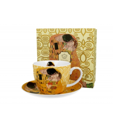 Filiżanka jumbo ze spodkiem THE KISS ECRU inspired by Klimt