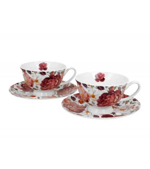 2 filiżanki royal ze spodkami SPRING ROSES WHITE