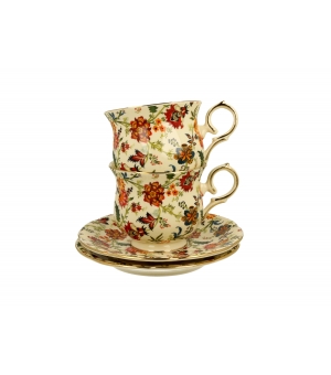 ECRU Filiżanki ze spodkami 260 ml komplet 2 szt. FANTASY