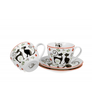 Filiżanki ze spodkami 280 ml komplet 2 szt. KOTY ETNO