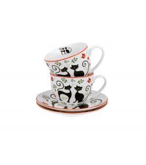 Filiżanki ze spodkami 280 ml komplet 2 szt. KOTY ETNO