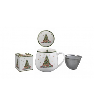 Kubek baryłka z zaparzaczem 430 ml CHRISTMAS TREE