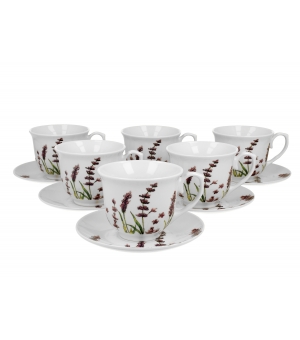 6 filiżanek ze spodkami CLASSIC LAVENDER (PVC)