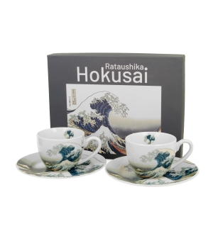 2 filiżanki espresso ze spodkami THE GREAT WAVE inspired by HOKUSAI