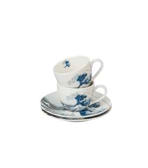 2 filiżanki espresso ze spodkami THE GREAT WAVE inspired by HOKUSAI