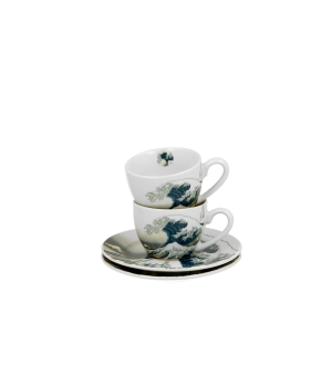 2 filiżanki espresso ze spodkami THE GREAT WAVE inspired by HOKUSAI