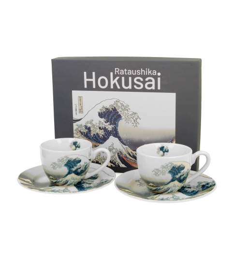 2 filiżanki espresso ze spodkami THE GREAT WAVE inspired by HOKUSAI