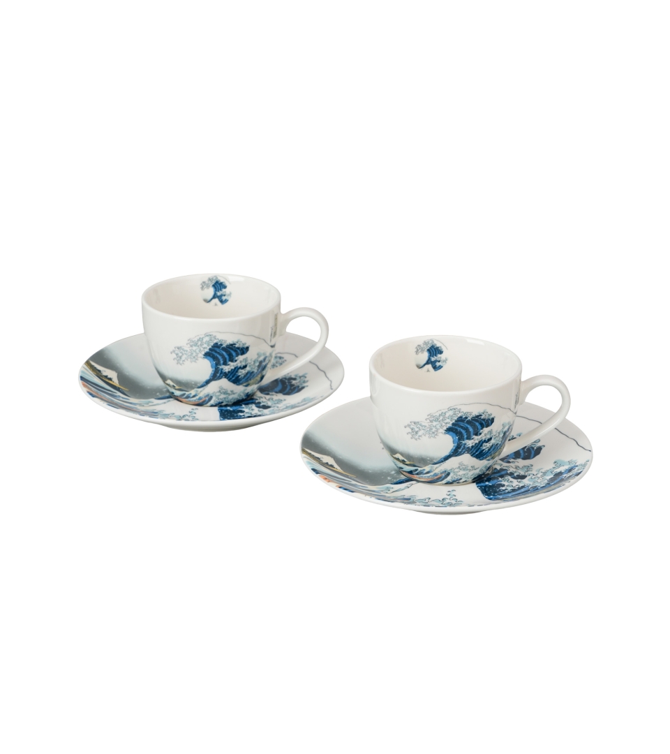 2 filiżanki espresso ze spodkami THE GREAT WAVE inspired by HOKUSAI