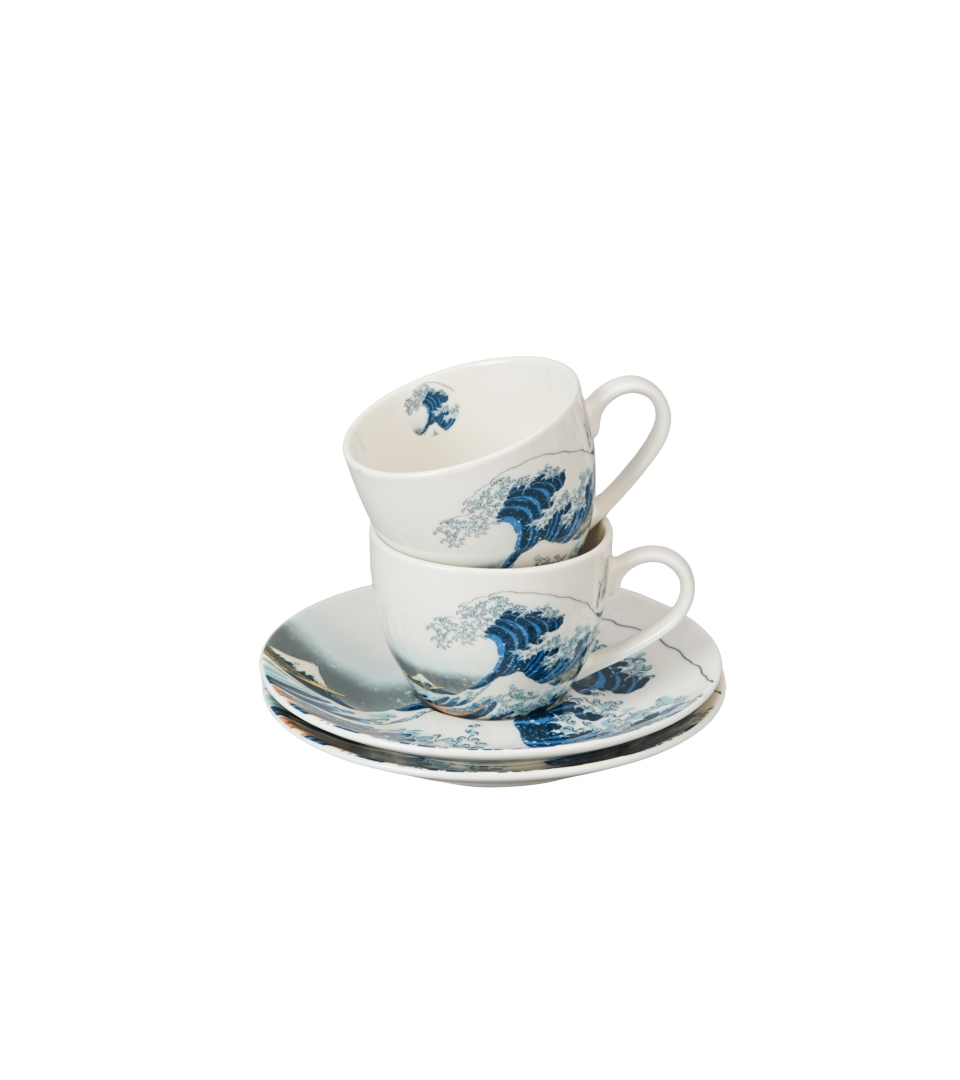 2 filiżanki espresso ze spodkami THE GREAT WAVE inspired by HOKUSAI