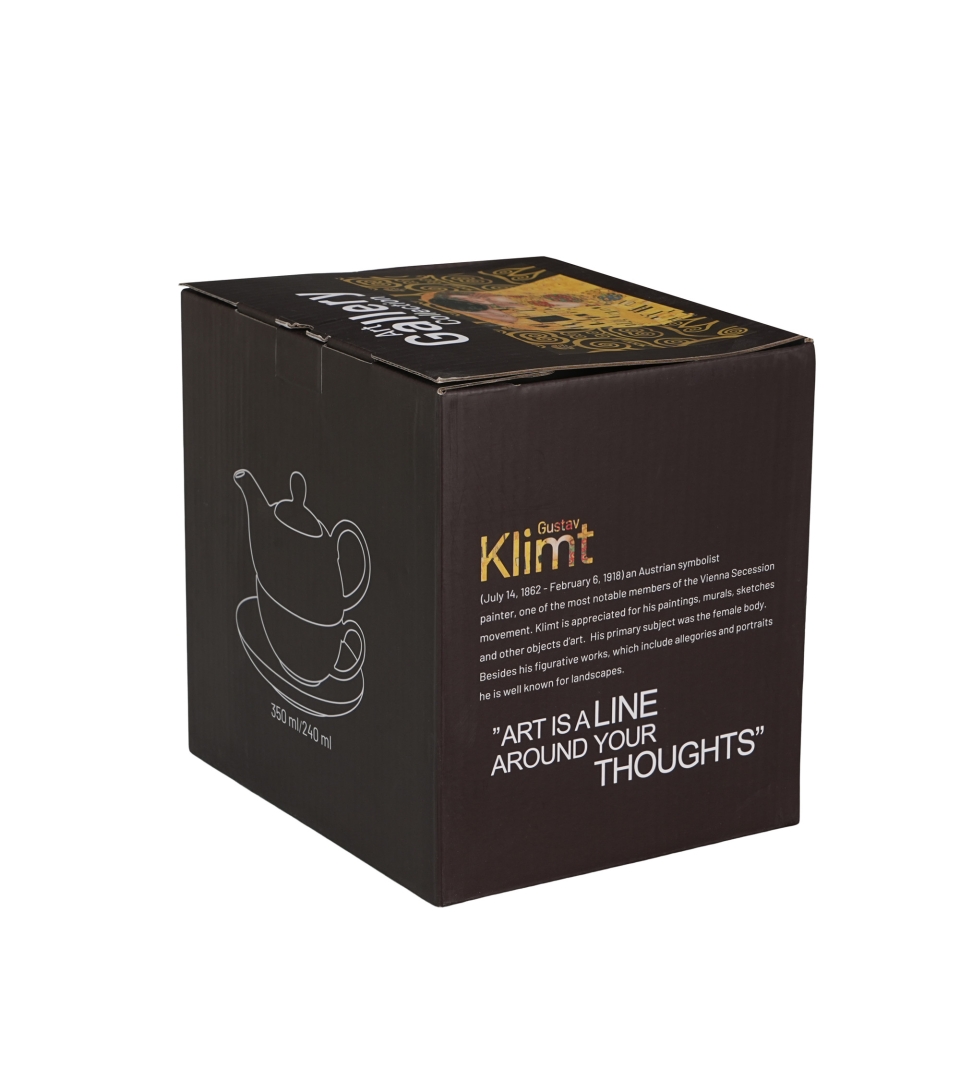 Filiżanka z dzbankiem i spodkiem THE KISS BROWN inspired by Klimt