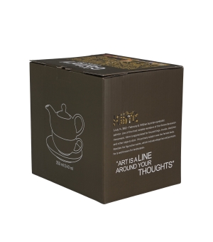 Filiżanka z dzbankiem i zaparzaczem TREE OF LIFE Brown inspired by Gustav Klimt