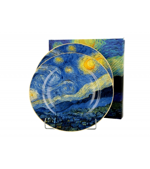 Komplet 2 talerze deserowe STARRY NIGHT inspired by Van Gogh
