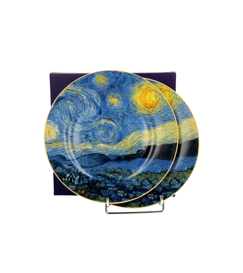 Komplet 2 talerze deserowe STARRY NIGHT inspired by Van Gogh