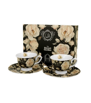 2 filiżanki espresso royal ze spodkami ENGLISH ROSES BLACK