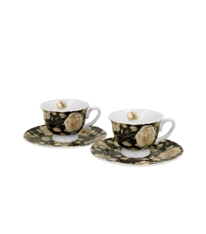 2 filiżanki espresso royal ze spodkami ENGLISH ROSES BLACK
