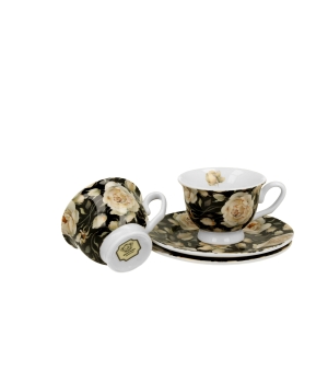 2 filiżanki espresso royal ze spodkami ENGLISH ROSES BLACK