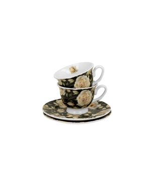 2 filiżanki espresso royal ze spodkami ENGLISH ROSES BLACK