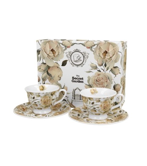 2 filiżanki espresso  royal ze spodkami ENGLISH ROSES WHITE