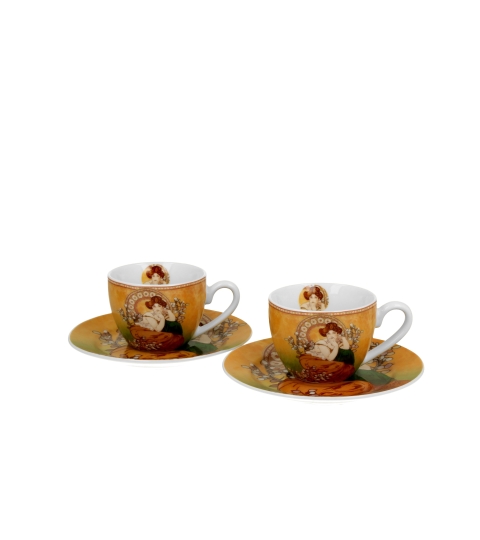2 filiżanki espresso ze spodkami TOPAZ inspired by A. Mucha