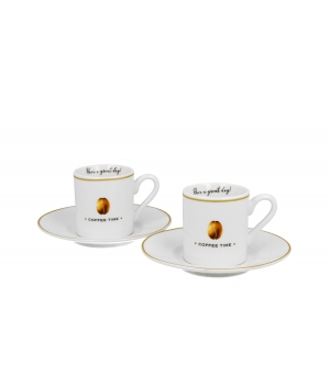 2 filiżanki espresso elegant ze spodkami COFFEE TIME 2