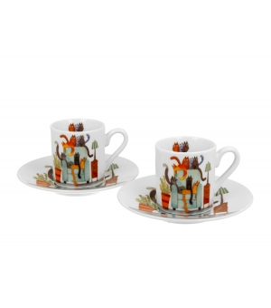 2 filiżanki espresso elegant ze spodkami Koci Świat KOTY NA FOTELU