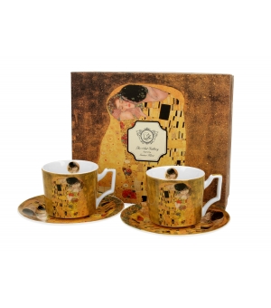 2 filiżanki luxury espresso ze spodkami THE KISS CLASSIC inspired by Klimt