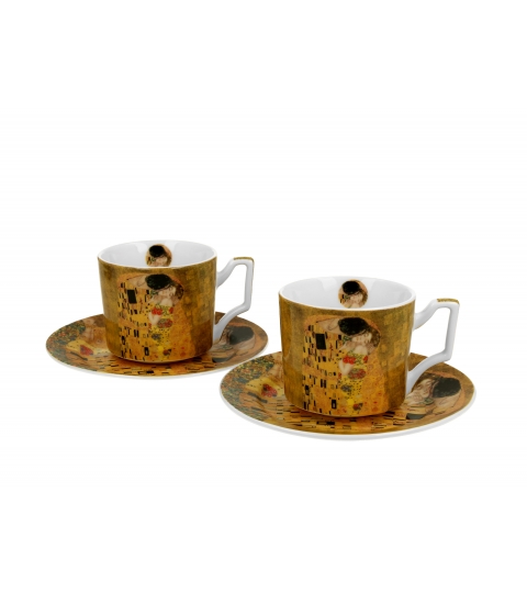 2 filiżanki luxury espresso ze spodkami THE KISS CLASSIC inspired by Klimt