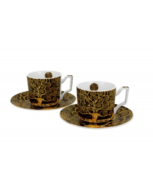 2 filiżanki luxury espresso ze spodkami TREE OF LIFE inspired by Klimt