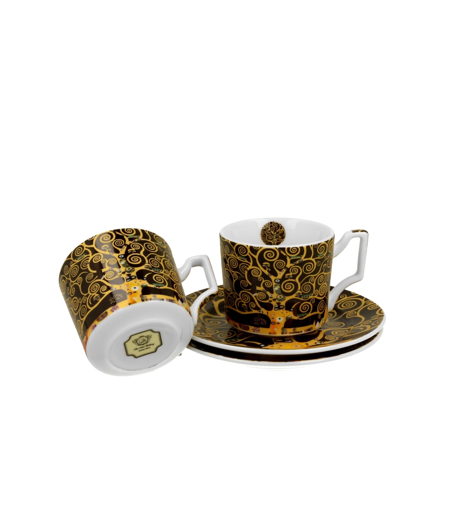 2 filiżanki luxury espresso ze spodkami TREE OF LIFE inspired by Klimt