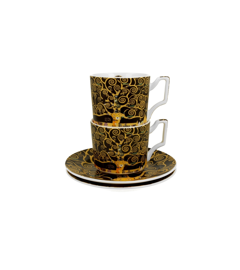 2 filiżanki luxury espresso ze spodkami TREE OF LIFE inspired by Klimt